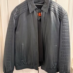 Men's Quilted Sleeve Leather Jacket